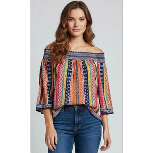 Flying Tomato Multicolor Striped Off-Shoulder Blouse L